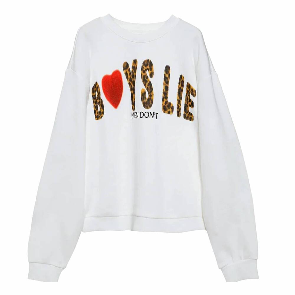 NEW BOYS LIE women's caitlyn coded kara crewneck top in white